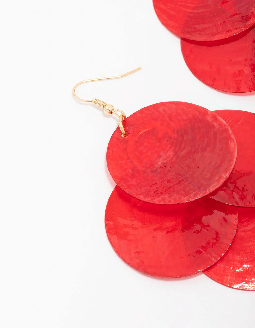 Red Genuine Shell Drop Earrings - Image 2