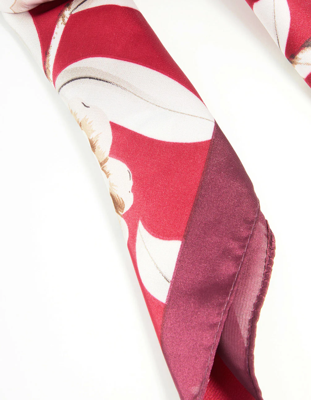 Red Floral Outline Print Fabric Scarf - Image 3