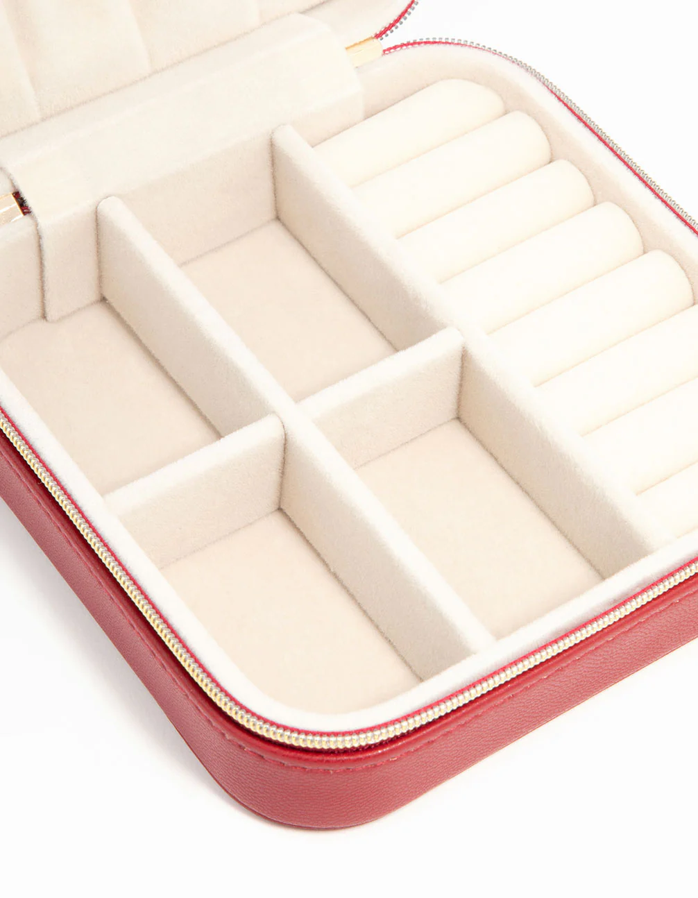 Red PU Leather Square Jewellery Case - Image 2