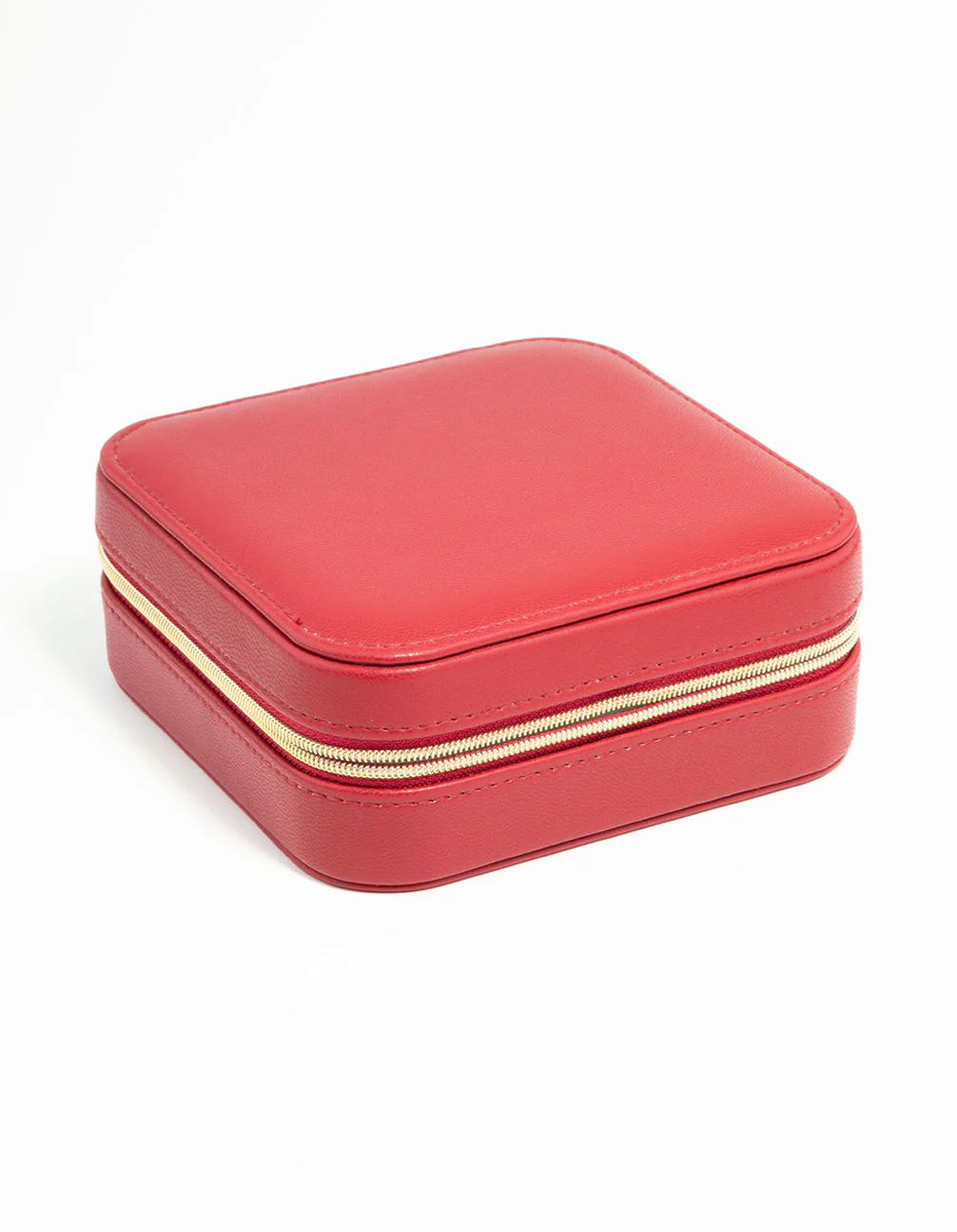 Red PU Leather Square Jewellery Case - Image 3