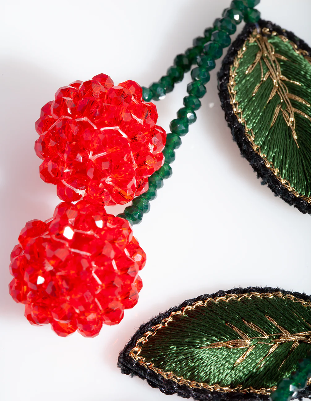 Beaded Cherry Drop Earrings - Image 3