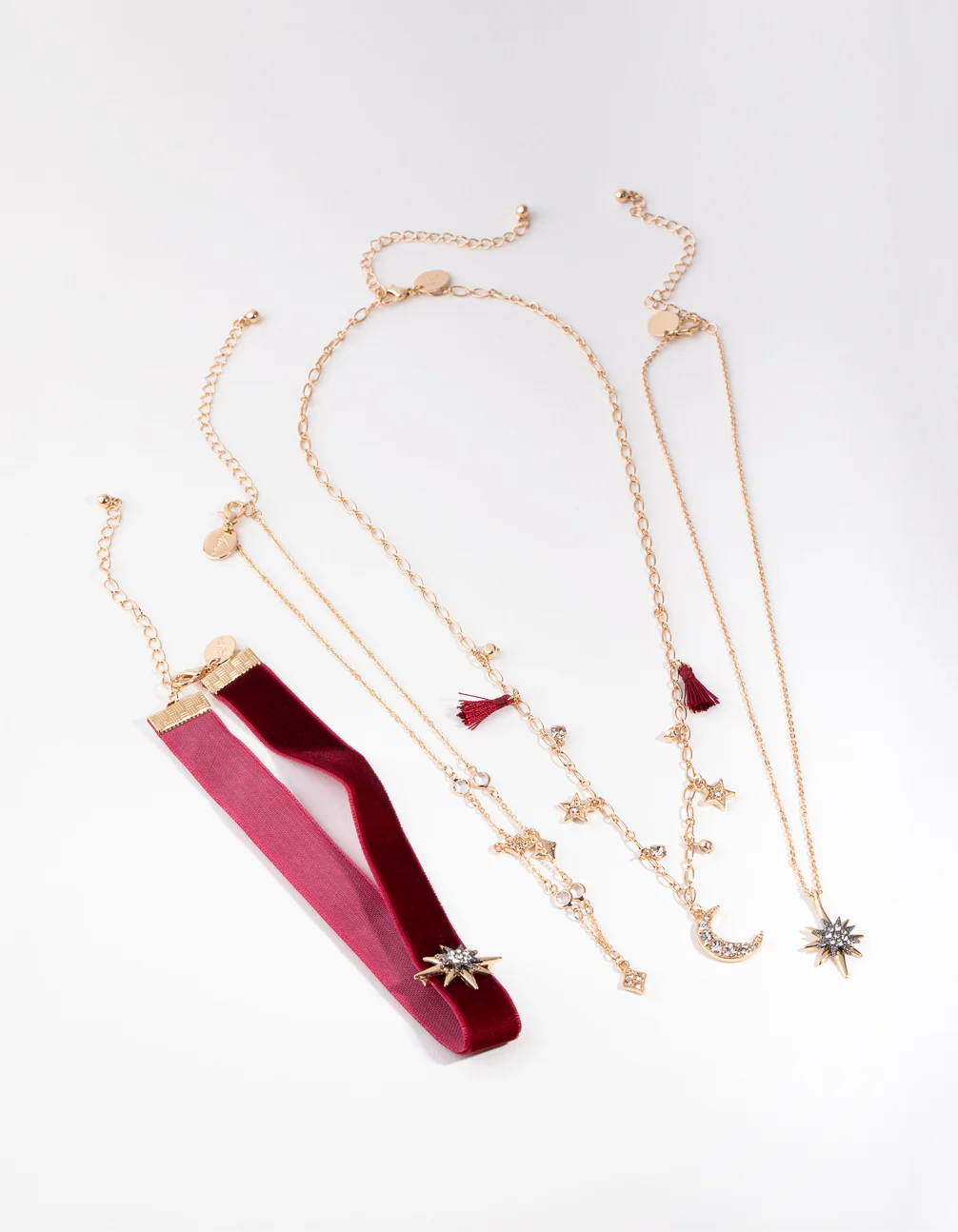 Red Gold Celestial 4-Row Necklace - Image 2