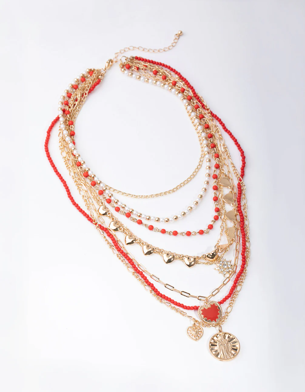 Gold Multi Layer Pendant 9-Row Necklace - Image 2