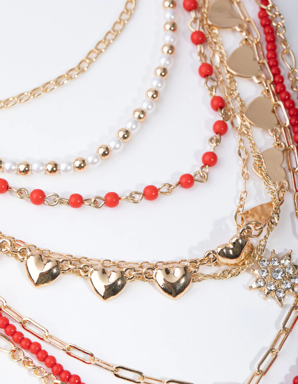 Gold Multi Layer Pendant 9-Row Necklace - Image 3