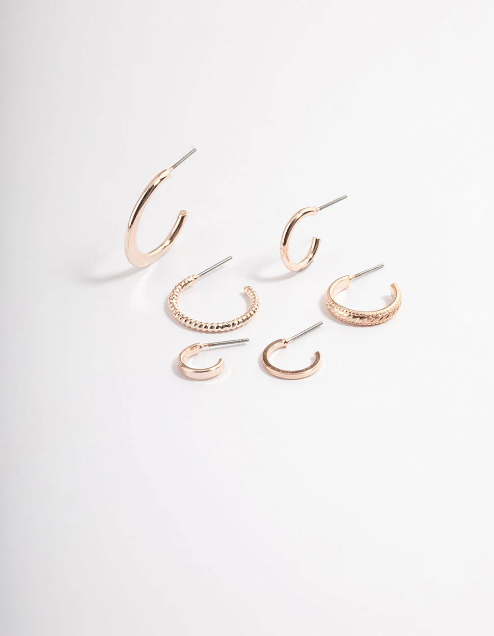Rose Gold Dainty Hoop Stack Earrings