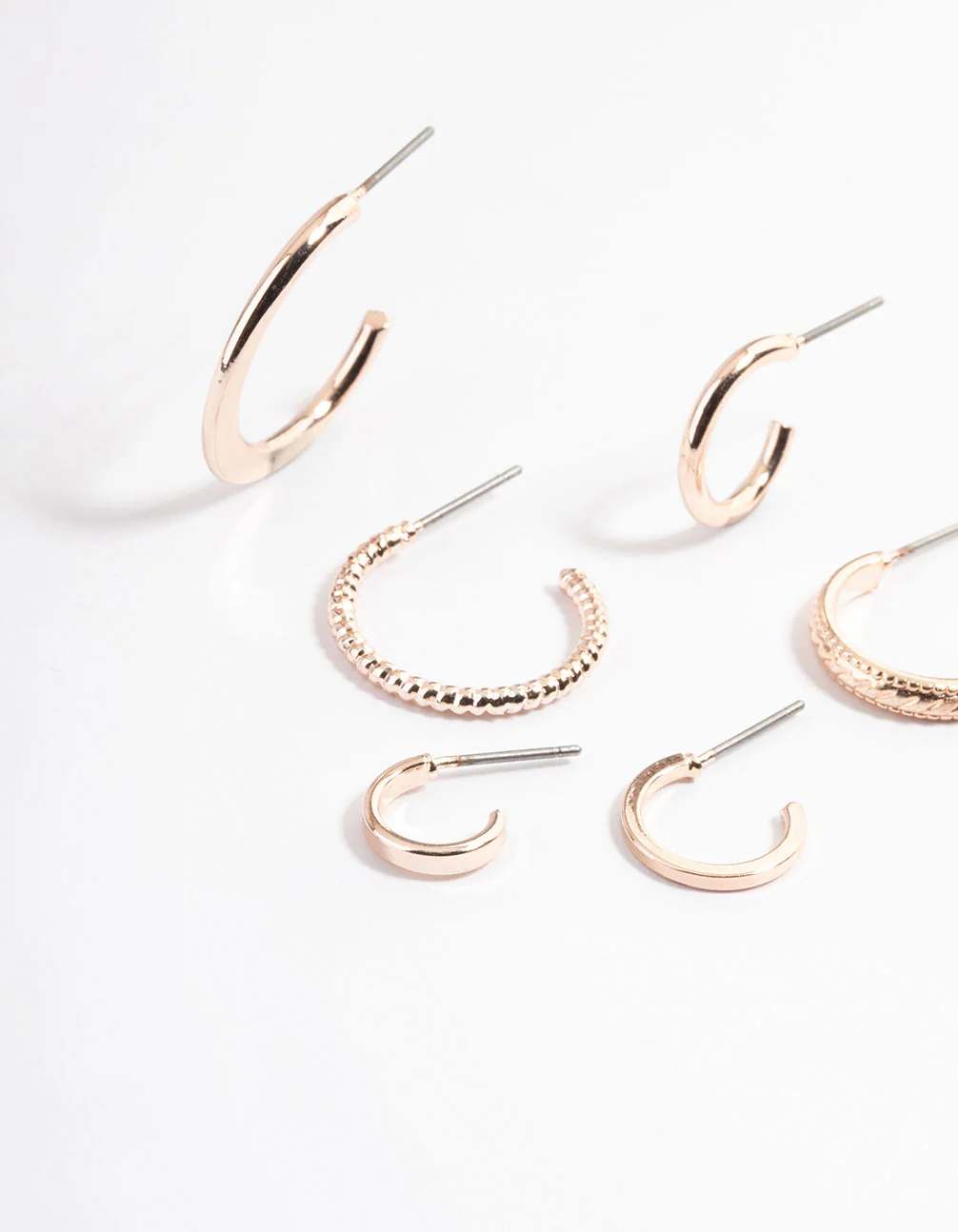 Rose Gold Dainty Hoop Stack Earrings - Image 2