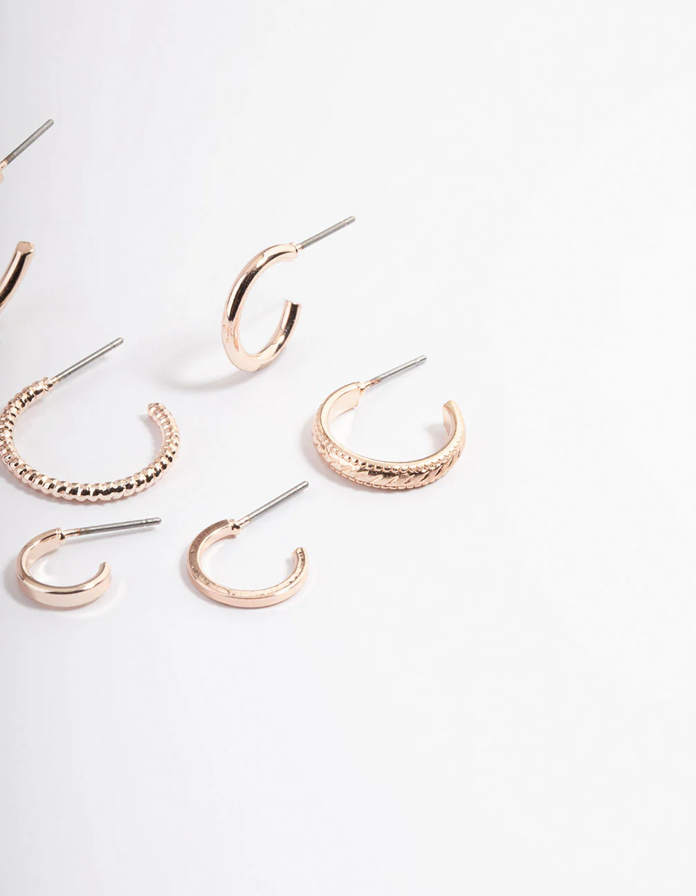 Rose Gold Dainty Hoop Stack Earrings - Image 3