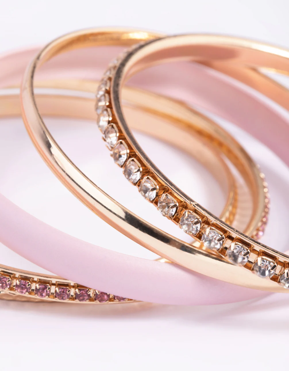 Blush Pearlised Diamante Bangle 5-Pack - Image 3