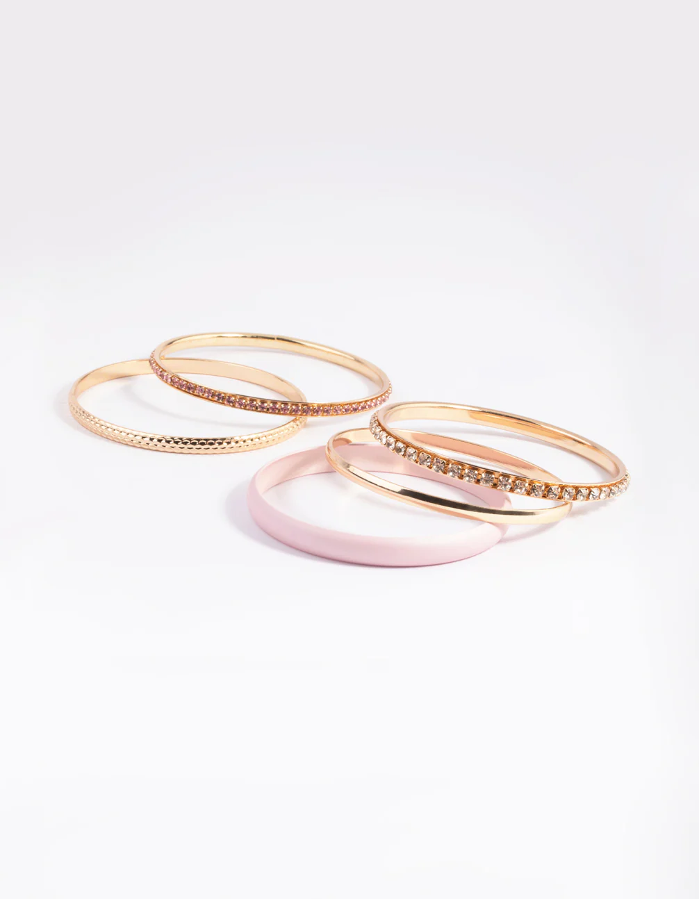 Blush Pearlised Diamante Bangle 5-Pack - Image 4