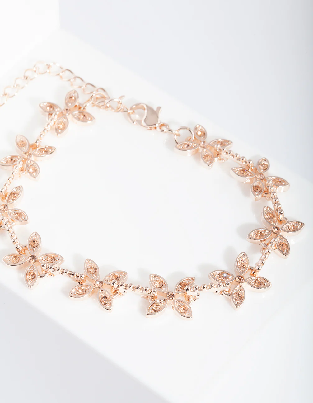 Rose Gold Floral Diamante Bracelet - Image 5