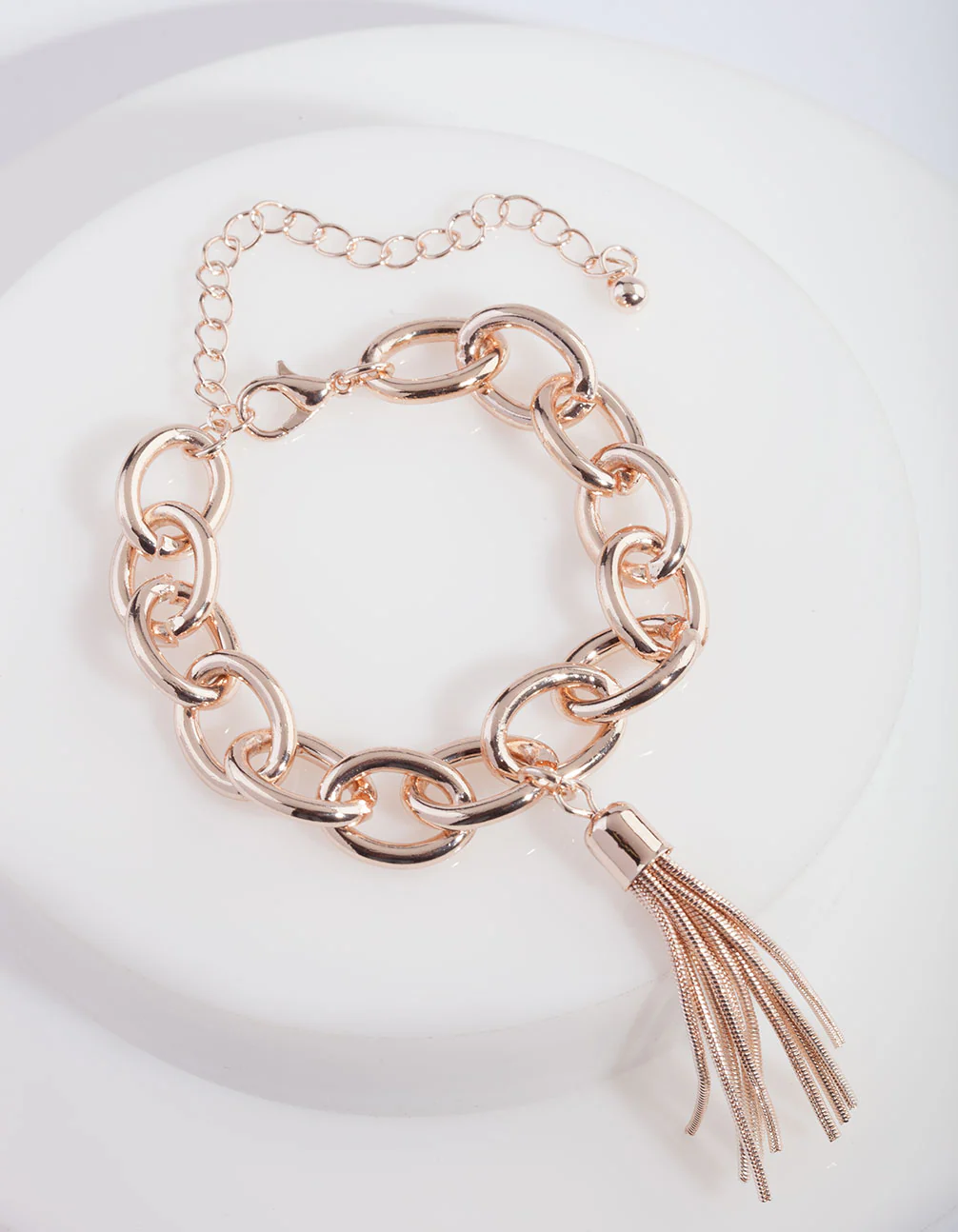 Rose Gold Chain Tassel Bracelet - Image 2
