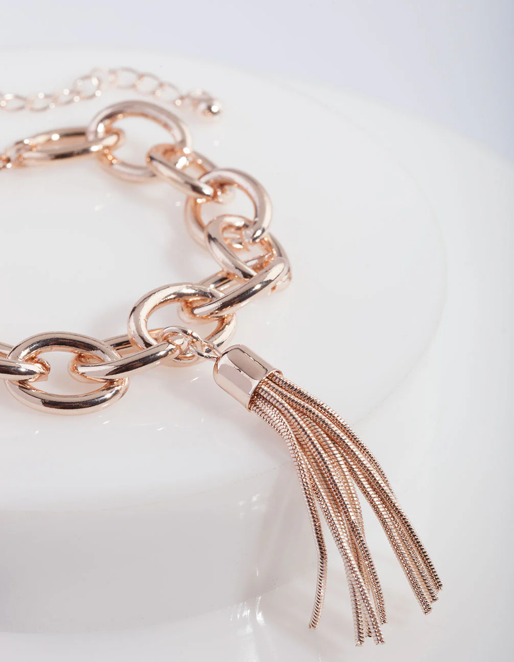 Rose Gold Chain Tassel Bracelet - Image 3