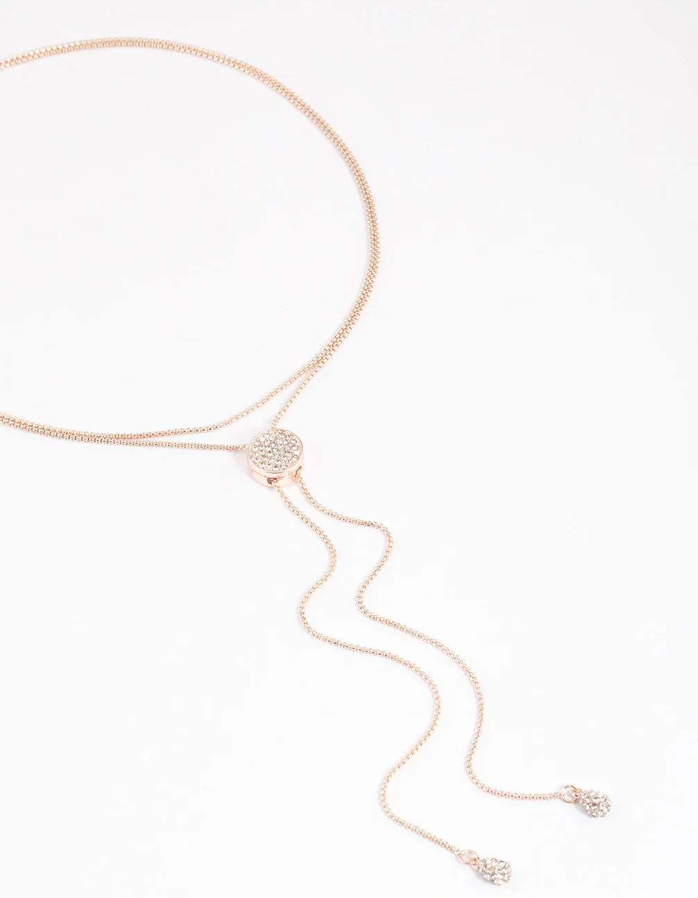 Rose Gold Diamante Adjustable Chain Necklace
