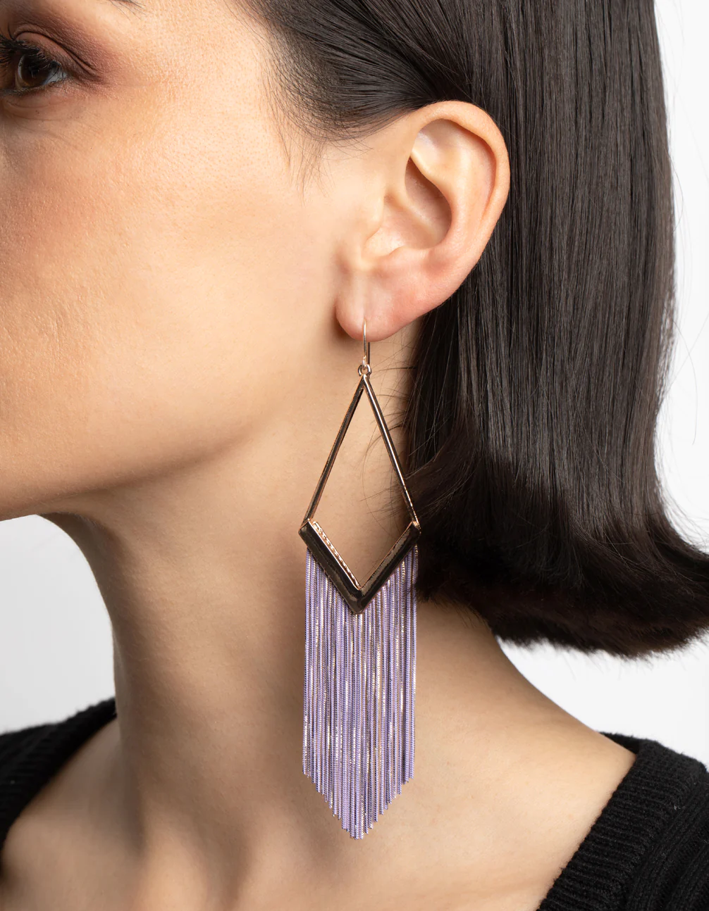 Rose Gold Snake Chain Drop Earrings - Image 2