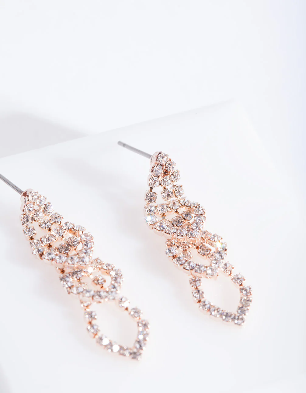 Mini Rose Gold Gradual Loop Cup Chain Earrings - Image 5