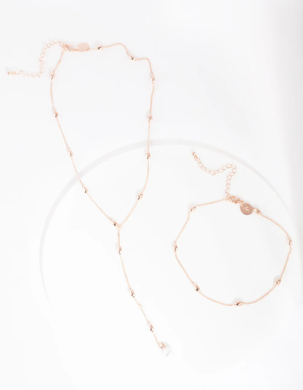 Rose Gold Mini Pearl Choker & Y-Necklace Pack - Image 2