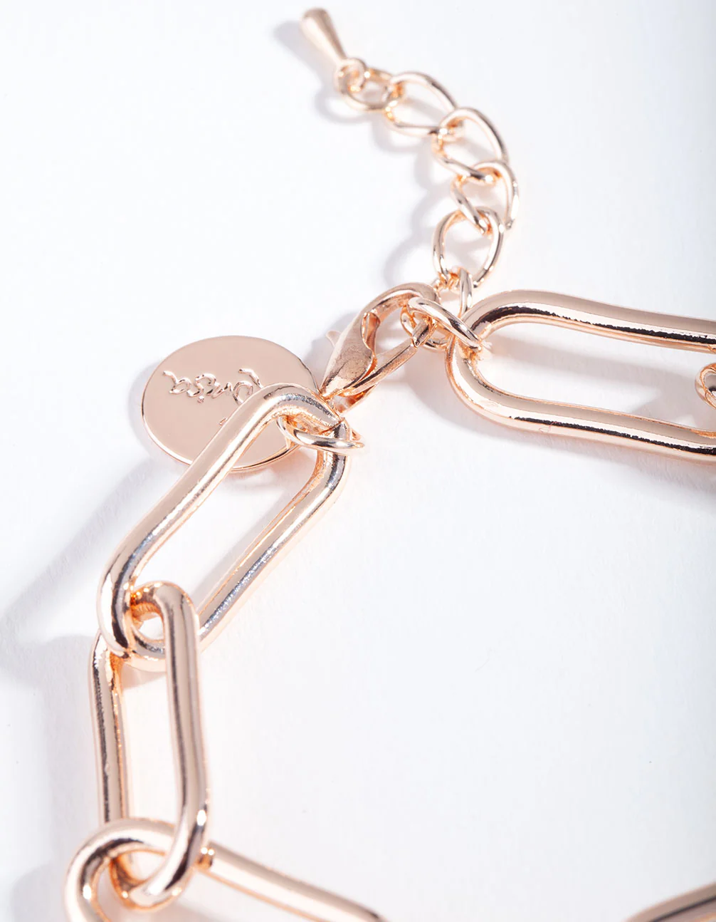 Rose Gold Rectangle Chain Link Bracelet - Image 3
