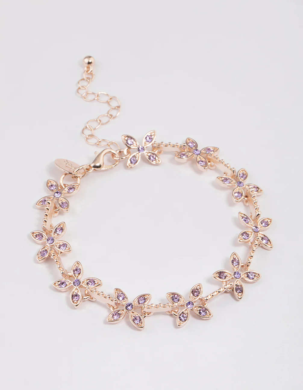 Rose Gold Diamante Flower Bracelet - Image 2