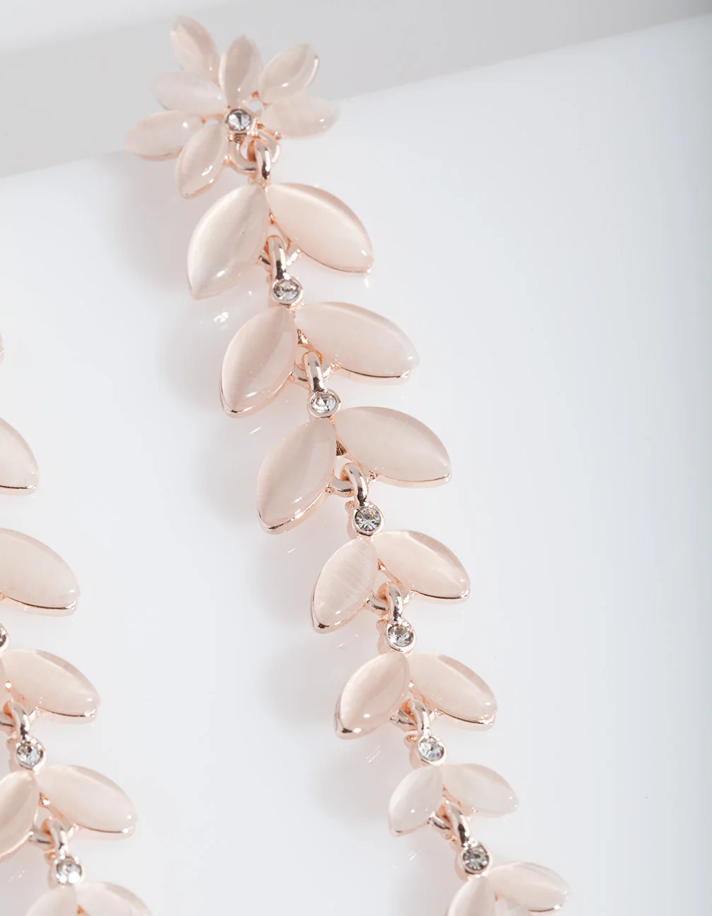 Rose Gold Cats Eye Petal Earrings - Image 2