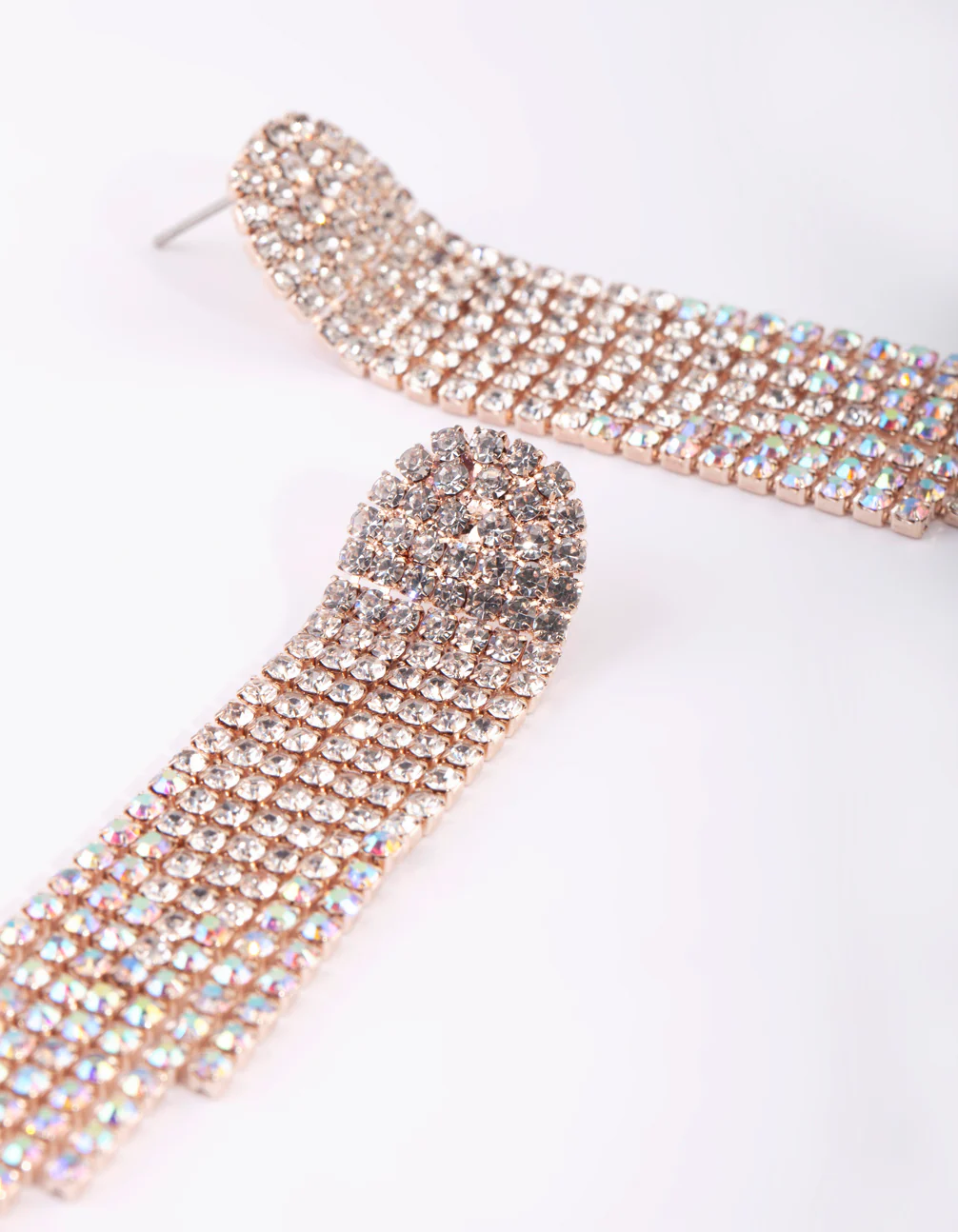 Rose Gold Diamante Drop Earrings - Image 3
