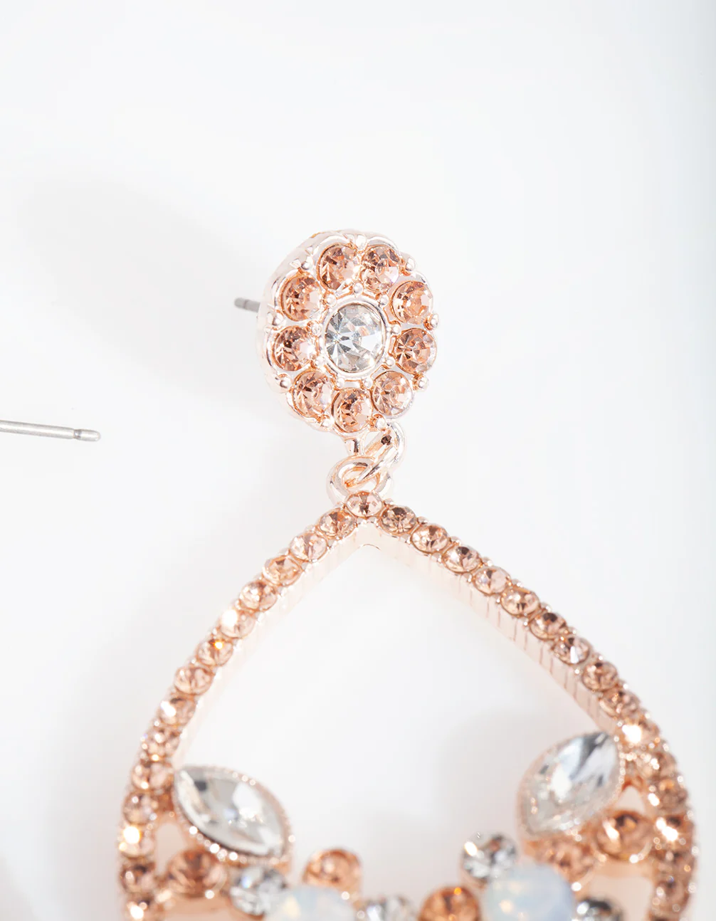 Rose Gold Diamante Flower Cluster Earrings - Image 3