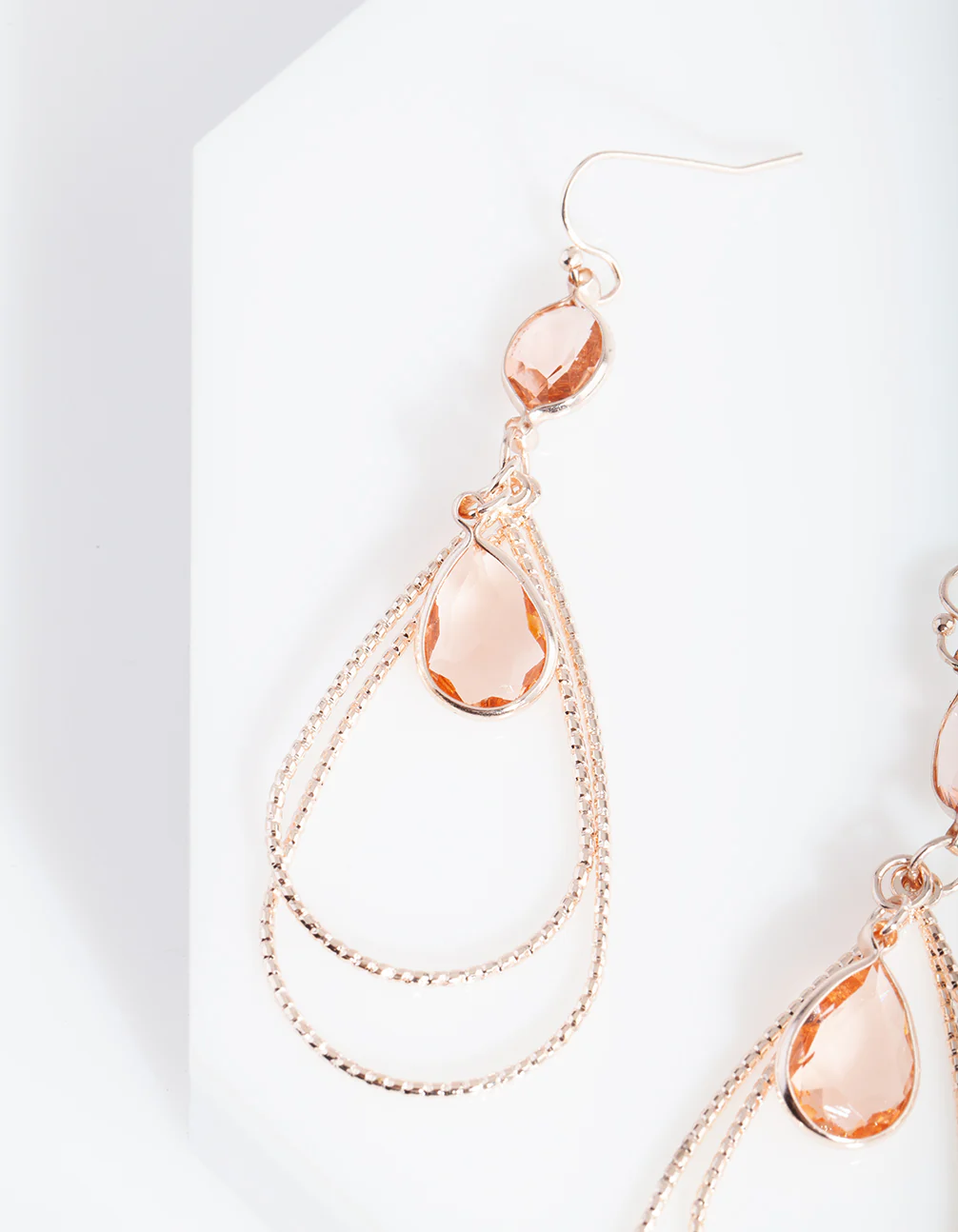 Rose Gold Textured Stone Earrings - Image 2