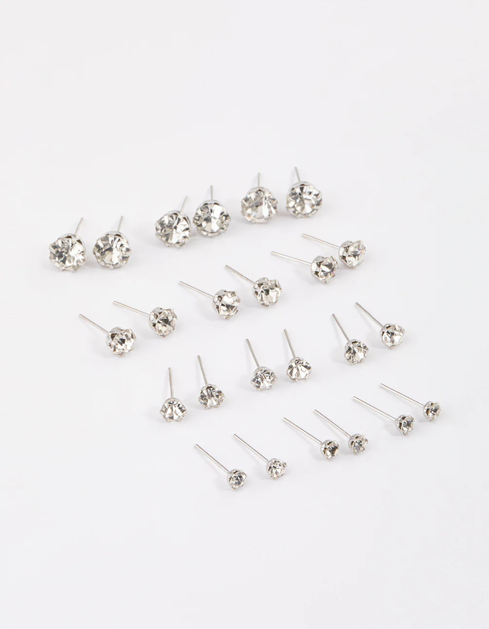 Silver Classic Diamante Graduating Earrings 8-Pack - Image 2