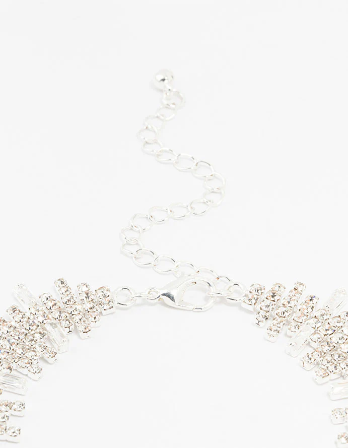 Silver Cubic Zirconia Choker Necklace - Image 3
