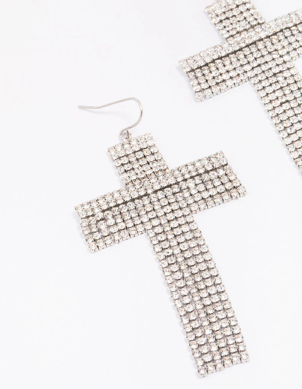 Silver Flowing Cross Drop Earrings - Image 2