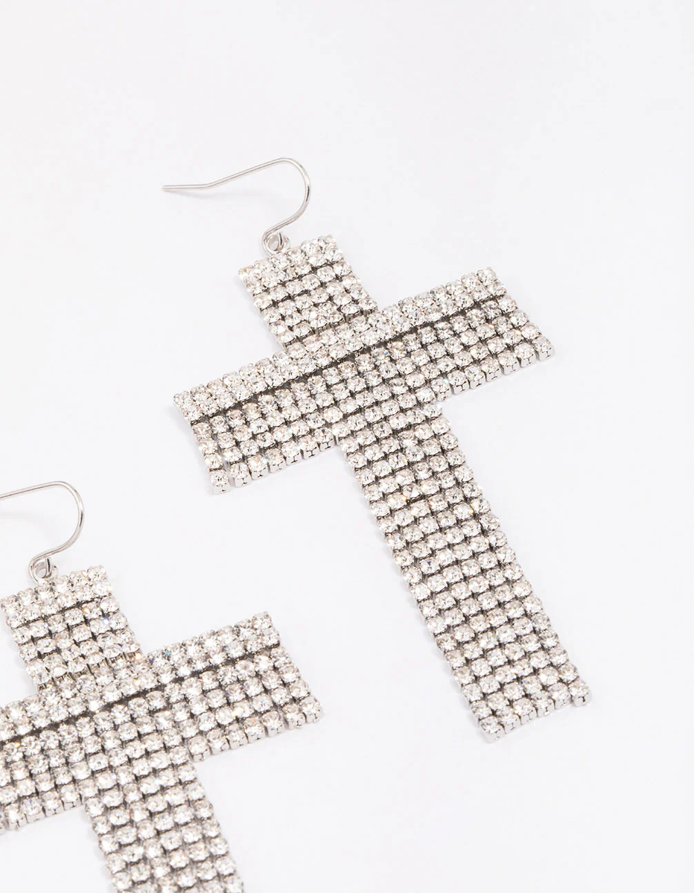 Silver Flowing Cross Drop Earrings - Image 3