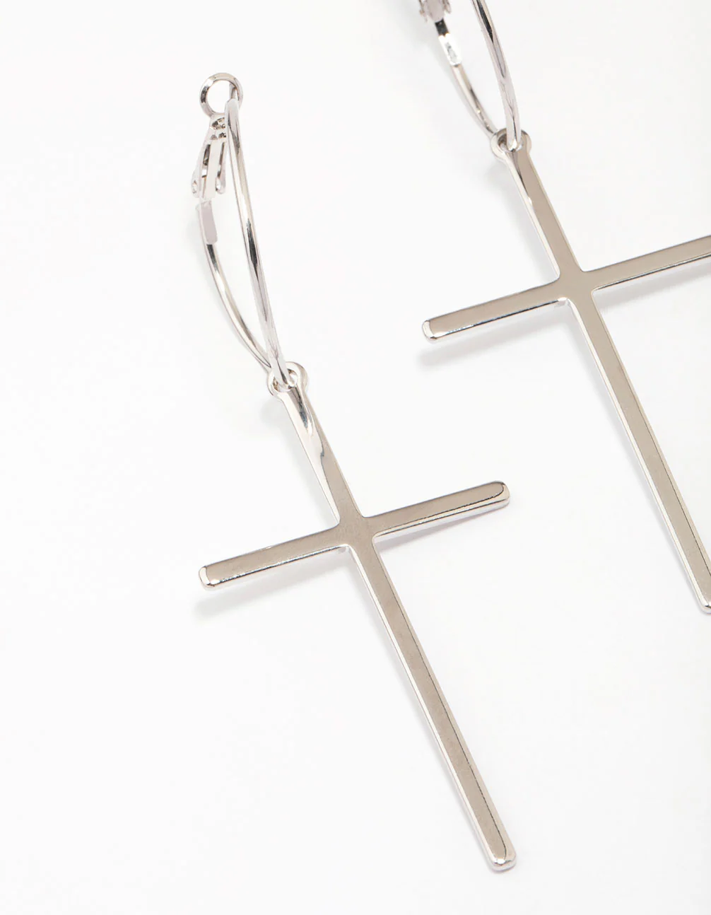 Silver Luxe Cross Hoop Earrings - Image 2