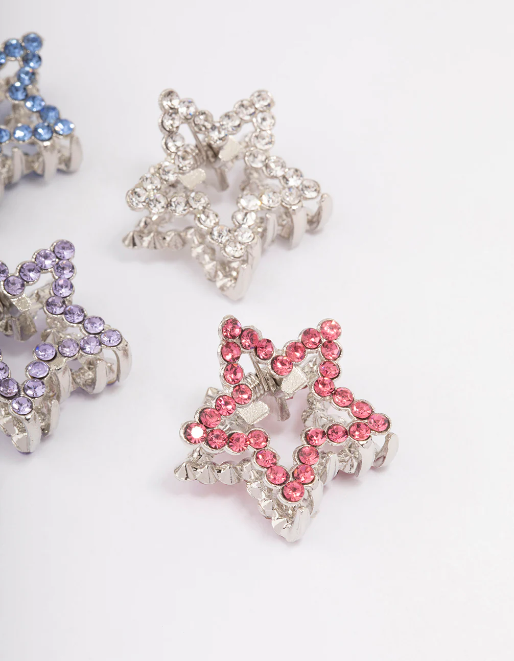 Silver Mini Diamante Star Hair Claw Clip 4-Pack - Image 2