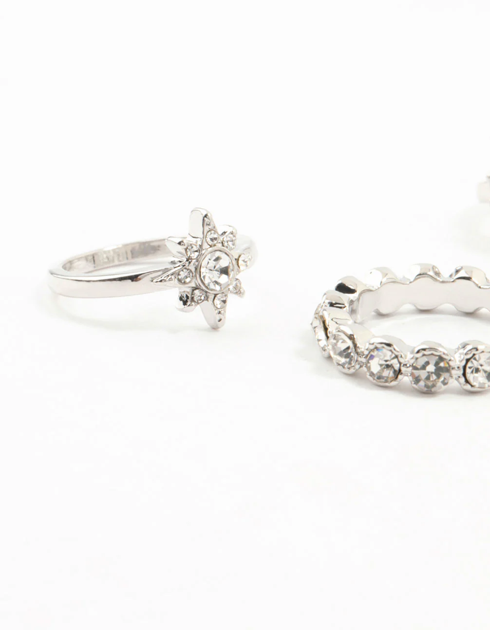 Silver Mixed Diamante Rings 5-Pack - Image 2