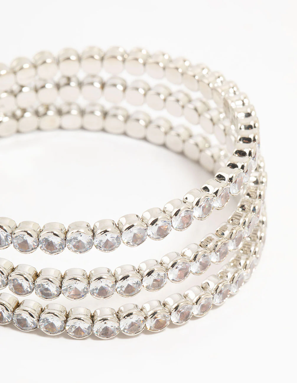 Silver Cubic Zirconia Layered Wrist Cuff - Image 2