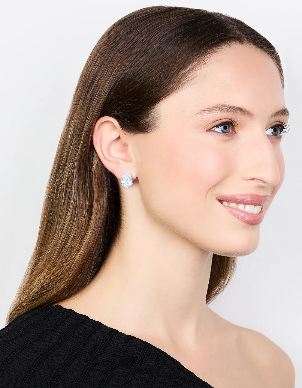 Silver Large Teardrop Cubic Zirconia Stud Earrings - Image 3