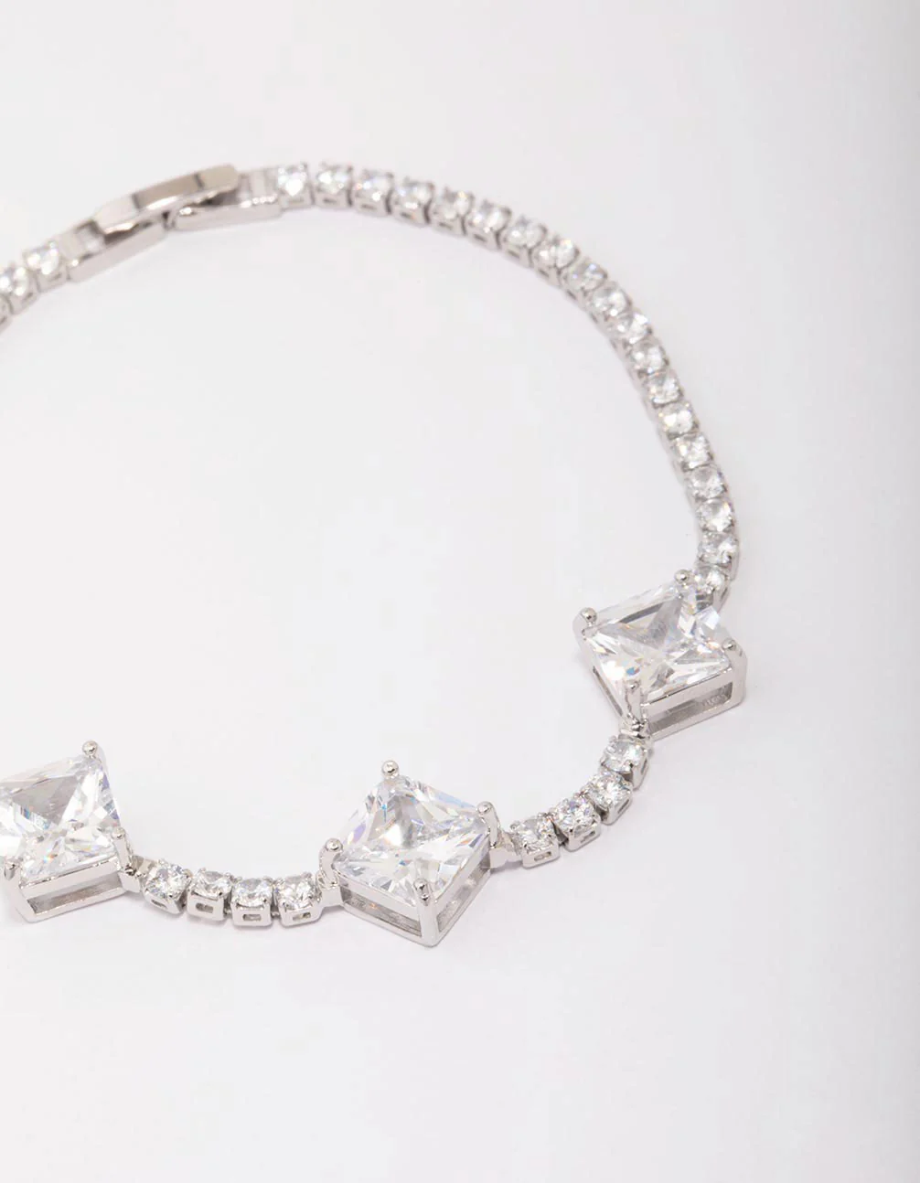 Silver Square Cubic Zirconia Bracelet - Image 2