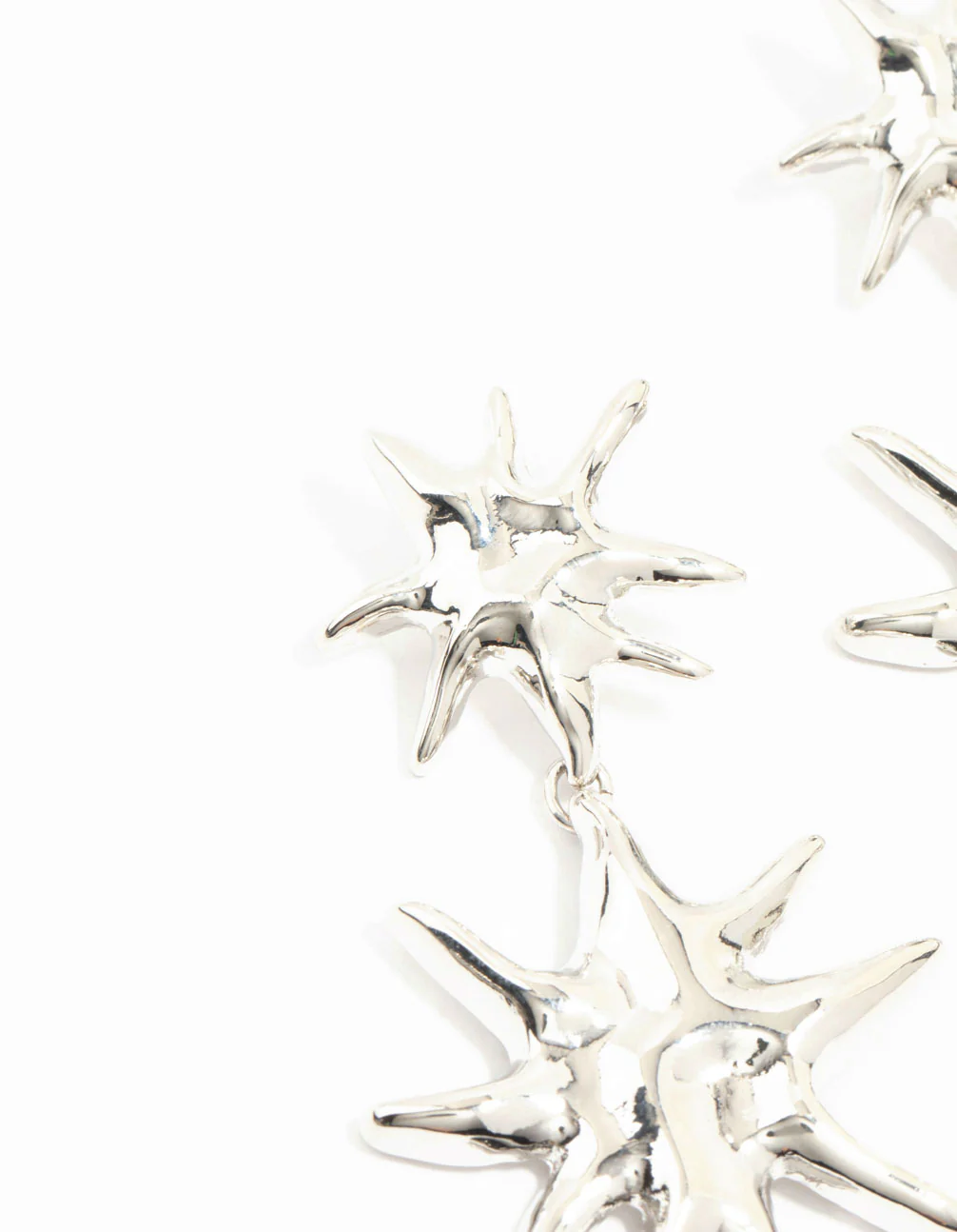 Silver Starburst Drop Earrings - Image 2