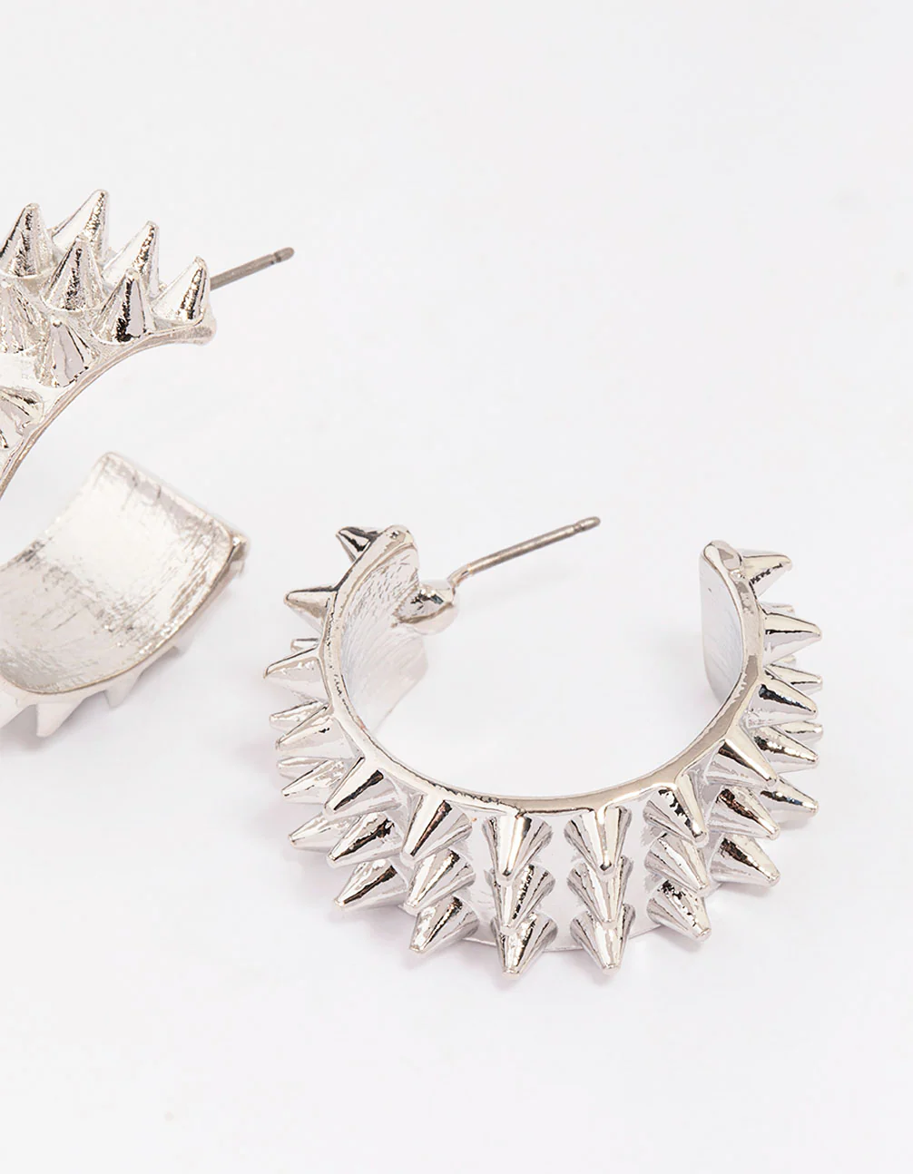 Silver Triple Row Alternative Hoop Earrings - Image 2
