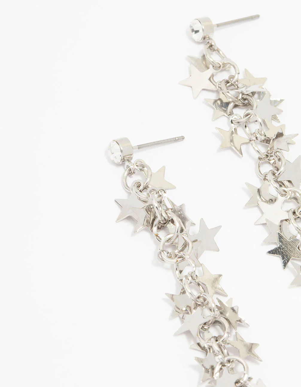 Silver Waterfall Star Drop Earrings - Image 2