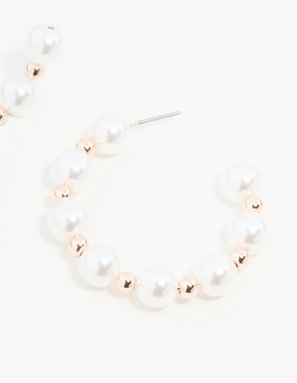 Rose Gold Ball & Pearl Hoop Earrings - Image 3