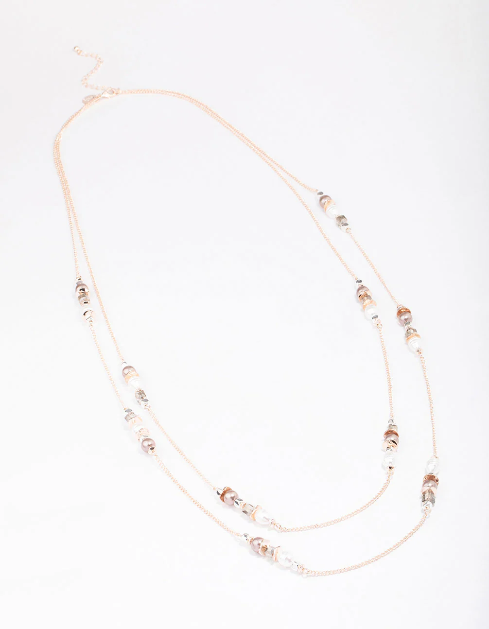 Rose Gold Beaded Layered Necklace - Image 2