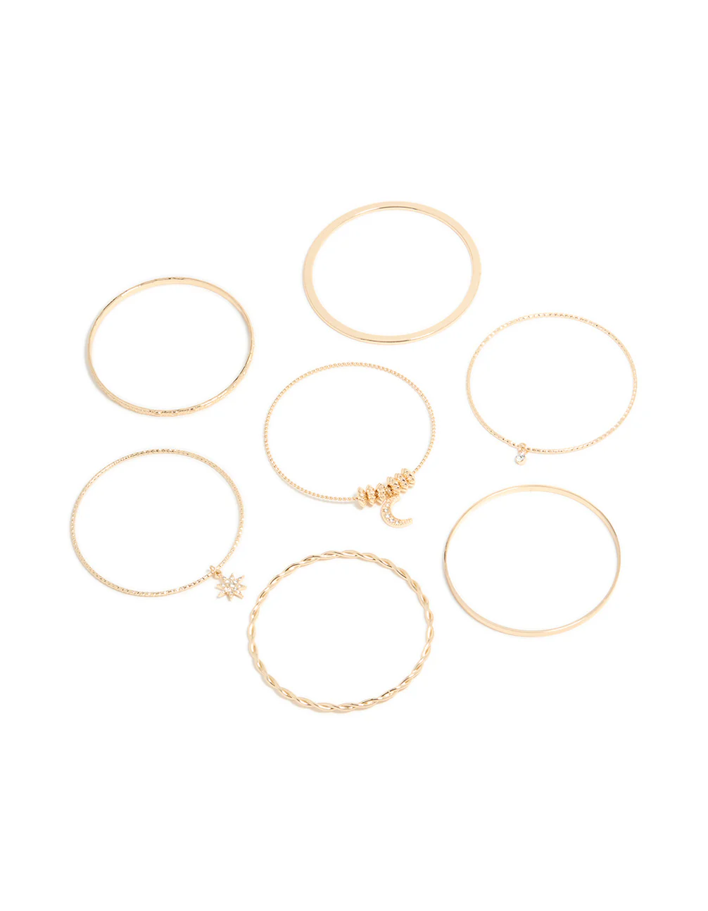 Rose Gold Diamante Moon & Star Bangles Pack