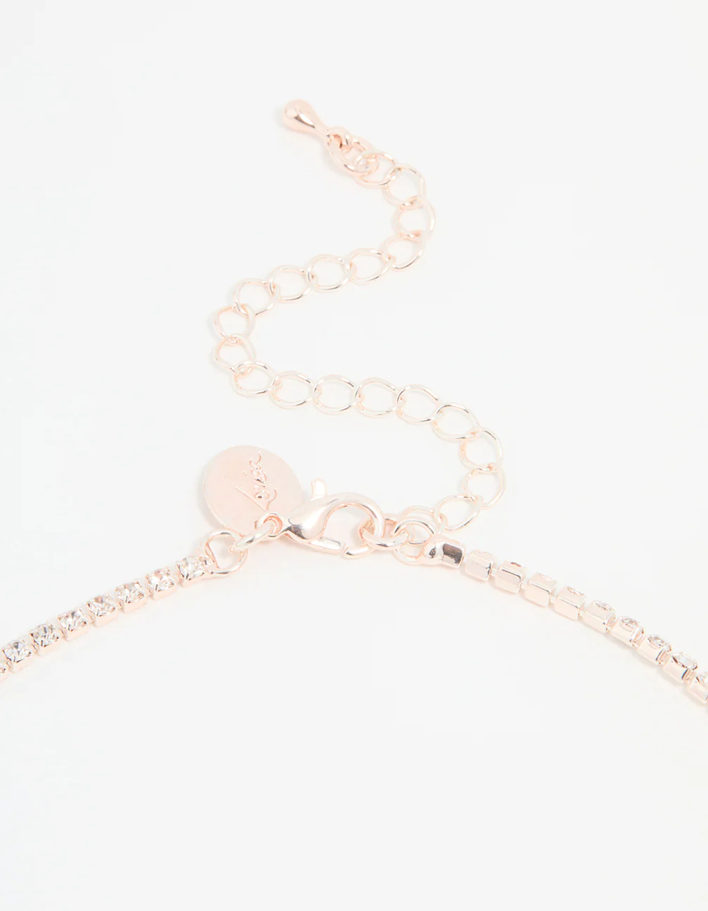 Rose Gold Diamante Pointed Cupchain Earring & Necklace Set - Image 3