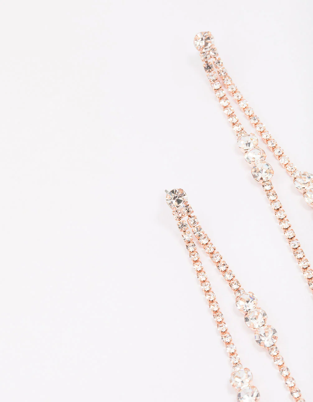 Rose Gold Diamante Trio Cluster Drop Earrings - Image 3