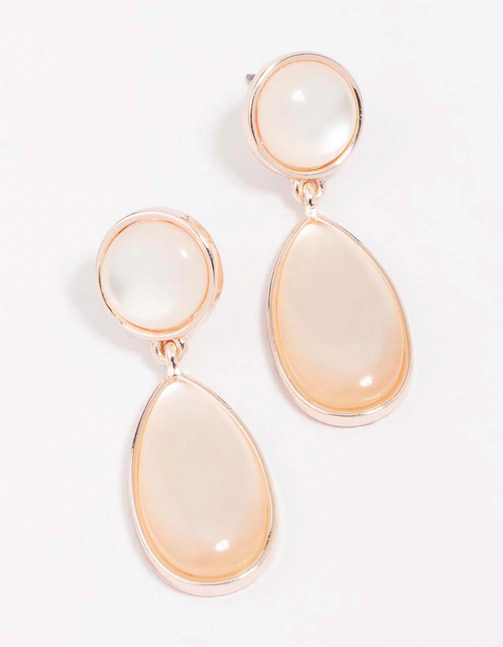 Rose Gold Double Cat Eye Drop Earrings