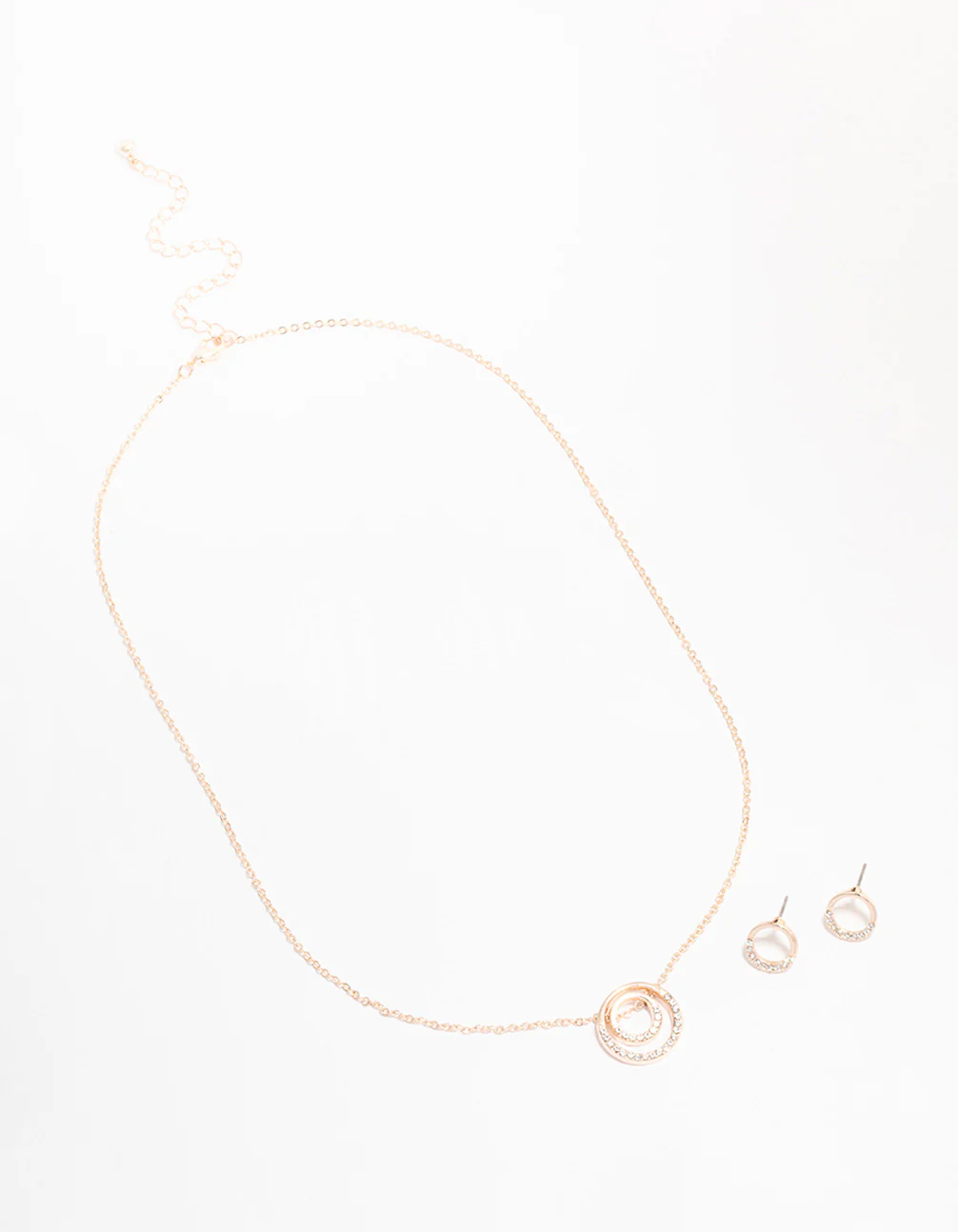 Rose Gold Double Open Circle Jewellery Set - Image 2