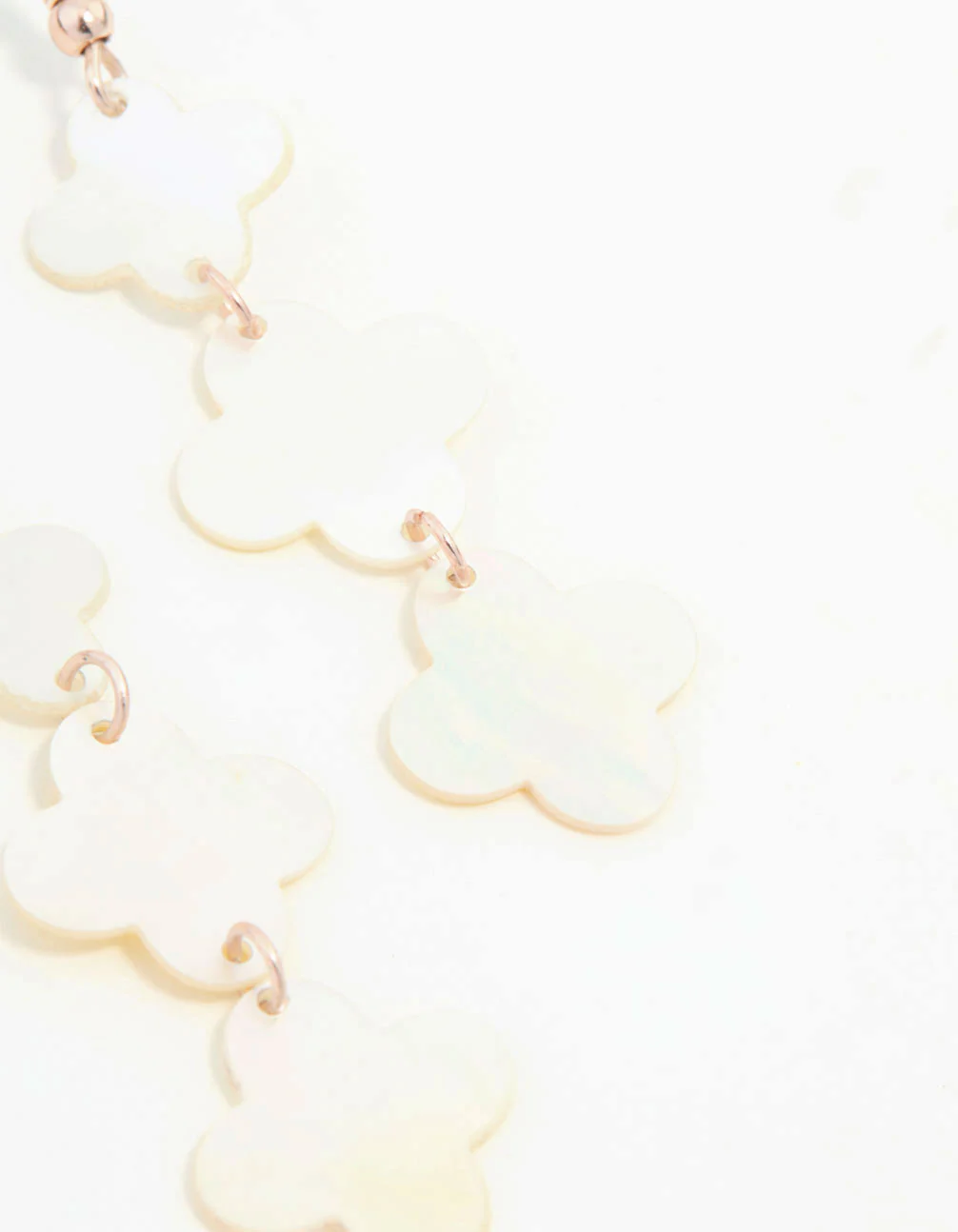 Rose Gold Genuine Shell Flower Drop Earrings - Image 3