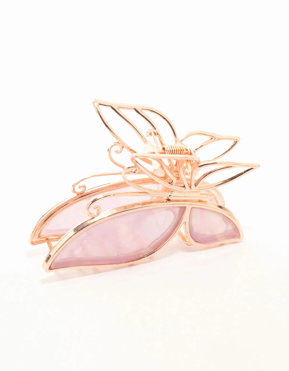 Rose Gold Pink Acrylic Butterfly Claw Clip - Image 2