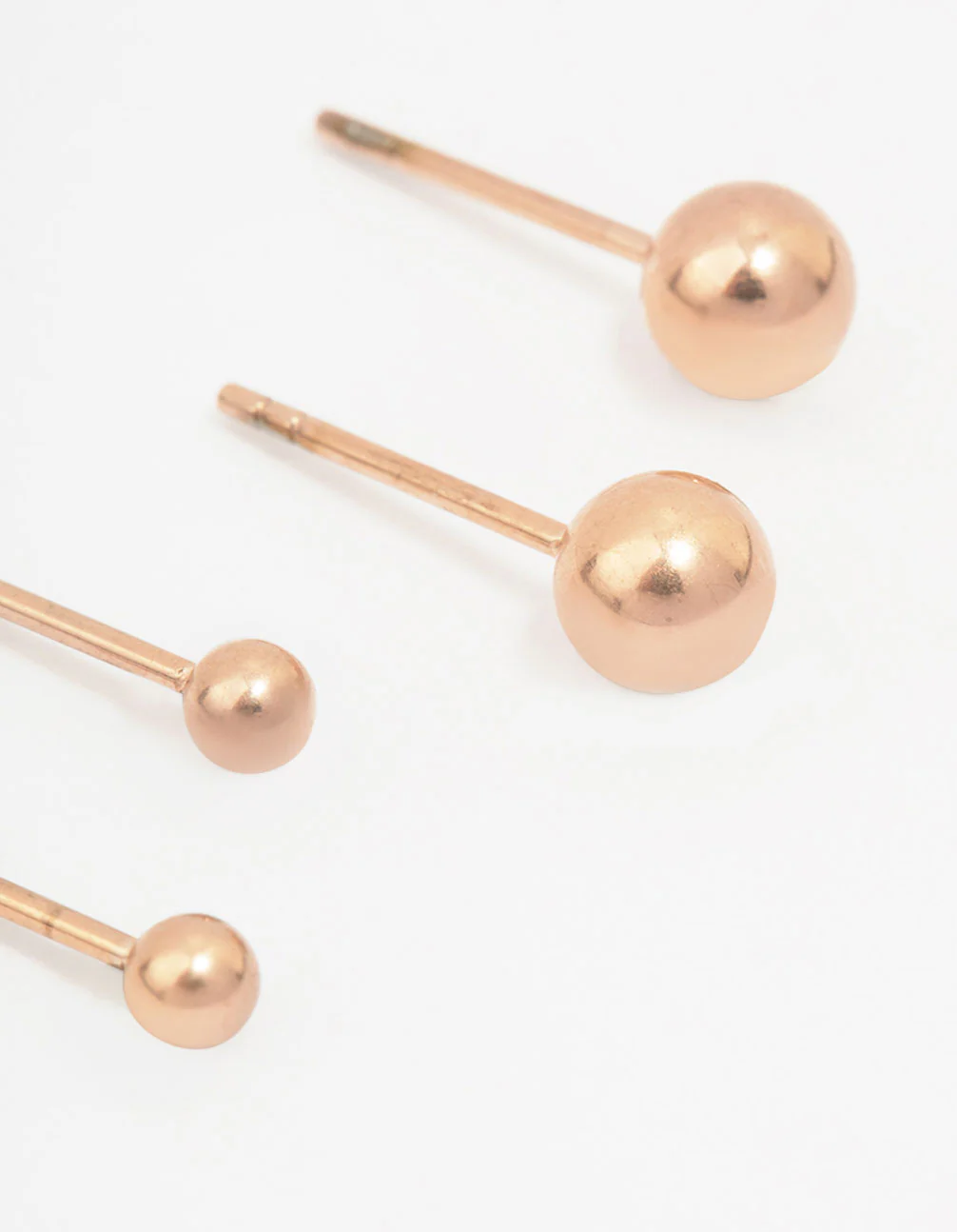 Rose Gold Plated Surgical Steel Graduating Ball Stud Earring Pack - Image 2