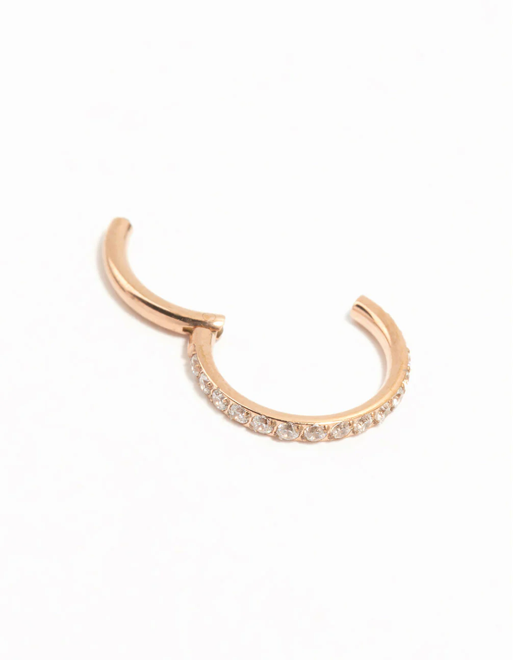 Rose Gold Plated Titanium Diamante Clicker Ring - Image 2